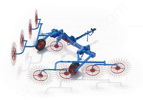 ГРАБЛИ ВАЛКОВЫЕ СЕНОУБОРОЧНЫЕ С ДЕВЯТЫМ СРЕДНИМ КОЛЕСОМ